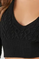 Women's Open-Back Cropped Sweater in Black, XL