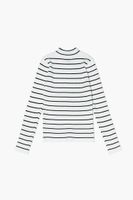 Girls Striped Sweater (Kids) in Cream/Black, 5/6