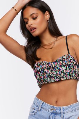 Women's Floral Cropped Cami in Black Small