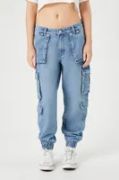 Women's Stretch-Denim Cargo Joggers in Light Denim, 24