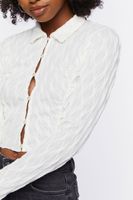 Women's Textured Cropped Shirt Cream,