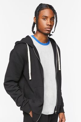 Men Fleece Zip-Up Hoodie in Black, XL