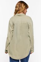 Women's Long-Sleeve Dolphin-Hem Shirt in Khaki Large