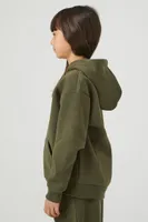 Kids Drop-Sleeve Hoodie (Girls + Boys) in Olive, 13/14