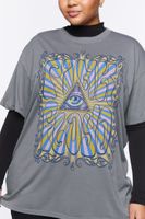 Women's Pink Floyd Graphic T-Shirt in Grey, 1X