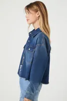 Women's Cropped Denim Jacket in Dark Denim, XS