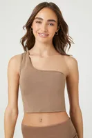 Women's One-Shoulder Crop Top Ash