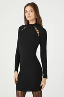 Women's Lace-Up Cutout Mini Sweater Dress