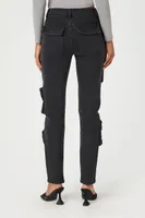 Women's High-Rise Cargo Jeans in Black, 26