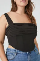 Women's Bustier Crop Top in Black, 3X