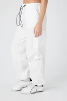 Women's Toggle Drawstring Poplin Joggers in Ivory, XS