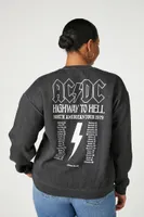 Women's ACDC Graphic Fleece Pullover in Charcoal, 0X