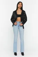 Women's Faux Leather Cropped Moto Jacket