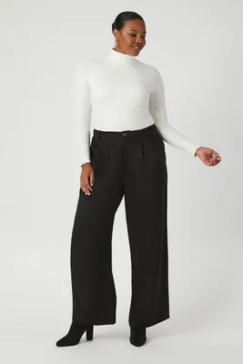 Women's Wide-Leg Trouser Pants in Black, 3X