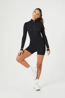 Women's Active Seamless Striped-Trim Romper in Black Large