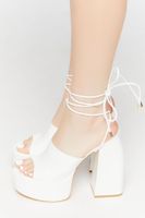 Women's Faux Patent Leather Lace-Up Heels in White, 6