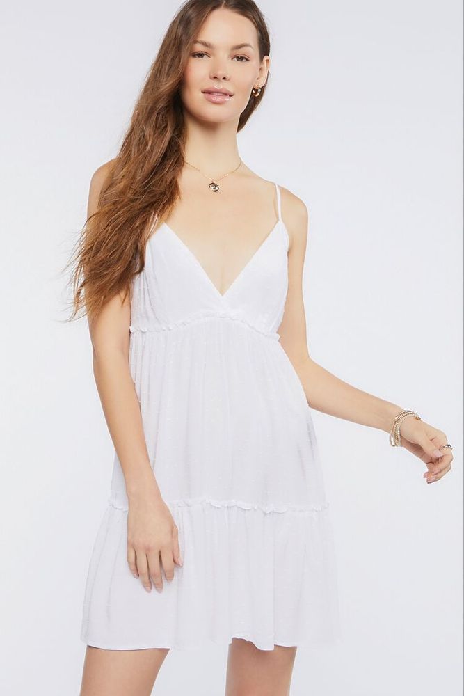 Women's Plunging Cami Mini Dress in White Small