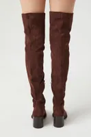 Women's Faux Suede Over-the-Knee Boots Brown,