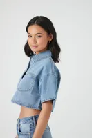 Women's Cropped Denim Shirt Medium