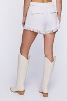 Women's Tweed Frayed-Trim High-Rise Shorts in White/White Large