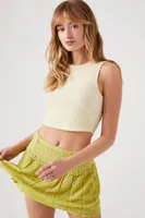 Women's Textured Cropped Tank Top in Vanilla Small