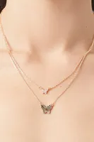 Women's Layered Butterfly Charm Necklace in Gold