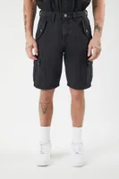 Men Mid-Rise Cargo Shorts in Black, 29