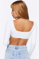 Women's Long-Sleeve Crop Top in White Large