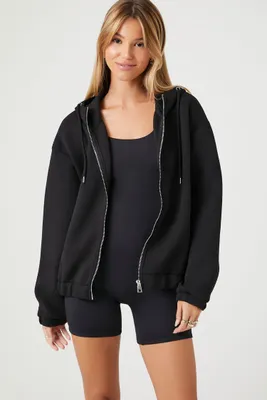 Women's Scuba Knit Zip-Up Hoodie in Black Medium