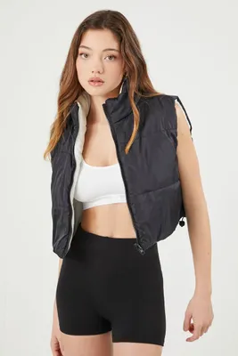 Women's Reversible Puffer Vest in Black/Ivory Large