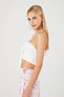 Women's Ruffle Cropped Halter Top White