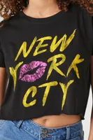 Women's Prince Peter New York Cty Cropped T-Shirt in Black Small