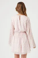 Women's Chiffon Floral Bell-Sleeve Dress