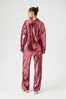 Women's Metallic Sequin Shirt & Pants Set