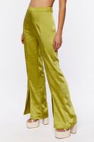 Women's Satin Mid-Rise Split-Hem Pants