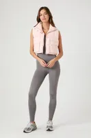 Women's Cropped Zip-Up Puffer Vest in Pink Icing Large