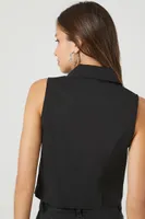 Women's Sleeveless Poplin Top in Black Small