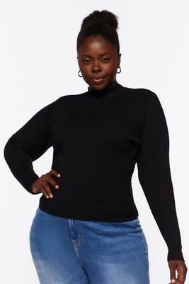 Women's Mock Neck Sweater Top in Black, 0X