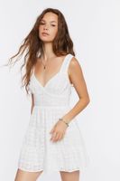 Women's Floral Eyelet Mini Dress in White Medium