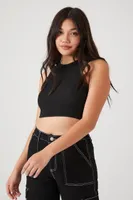 Women's Cropped Tank Top in Black, XL