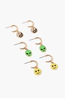 Women's Alien Charm Hoop Earring Set in Yellow/Gold