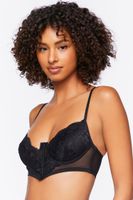 Women's V-Hem Lace Underwire Bra in Black Small