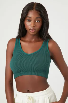 Women's Seamless V-Neck Bralette in Emerald Medium