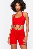 Women's Active Ruched Drawstring Biker Shorts in High Risk Red Small