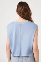 Women's Boxy Pocket Muscle T-Shirt in Blue Large