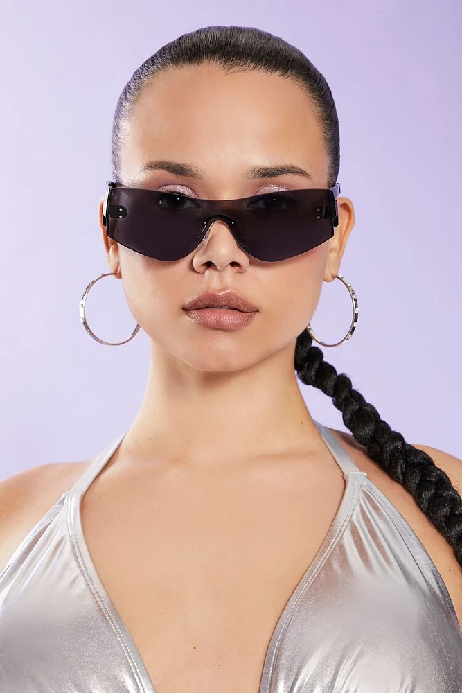 Rimless Shield Sunglasses in Black/Black