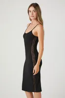 Women's Lace-Trim Lingerie Midi Slip Dress in Black Medium