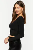 Women's Twisted Sweetheart Long-Sleeve Top Black