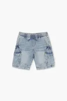 Kids Denim Cargo Shorts (Girls + Boys) in Light Denim, 13/14