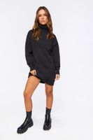 Women's Turtleneck Mini Sweater Dress in Black, XL